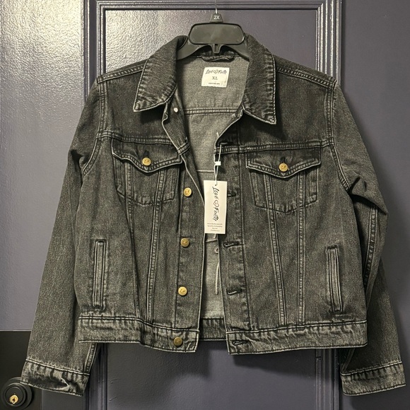 Love In Faith Vintage Washed Faith Cross Denim Jacket Embroidered Black - Picture 7 of 8